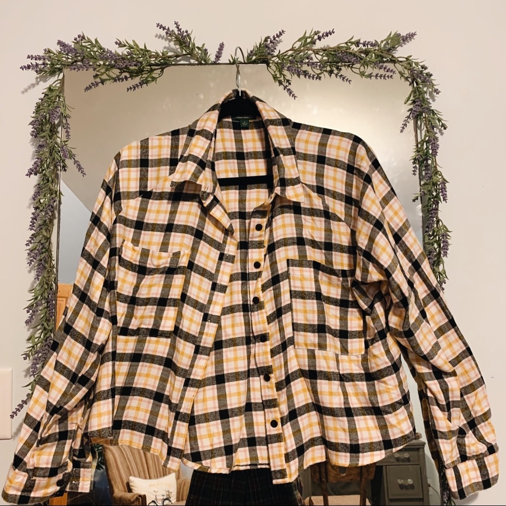 Wild Fable Flannel Pink Yellow Black Cream Size S